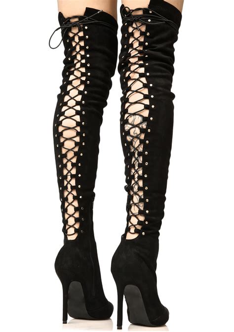 thigh lace up heels|lace back thigh high boots.